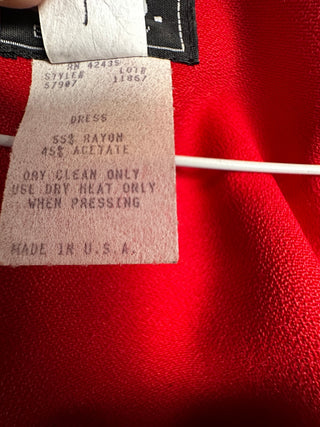 DJ & Co. Vintage Red Rayon Acetate Dress Size 16 with Button