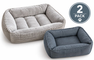 2 Pack Soft Plush Orthopedic Dog Beds in Gray and Dark Gray