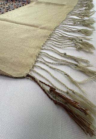 Bohemian Oversized Burnt Orange & Cream Shawl with Beaded