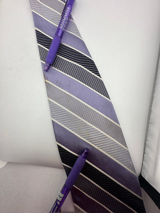 Screenplay by Martin Wong Purple and Black Striped Men's Tie