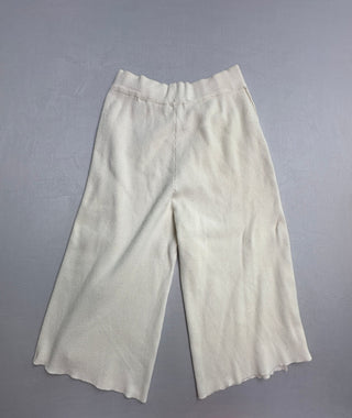 Zara Knit Cream Ribbed Wide Leg Pants Women S