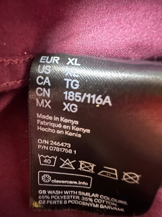 H&M Men’s XL Slim Fit Burgundy Long Sleeve Button-Up Shirt