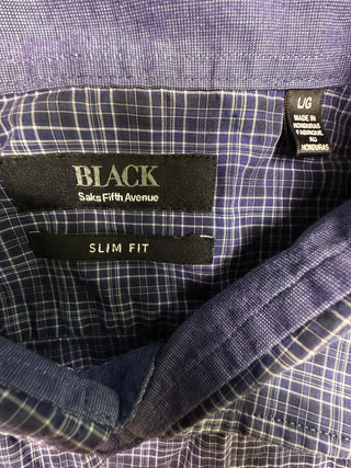 Saks Fifth Avenue BLACK Men’s Large Blue Plaid Shirt