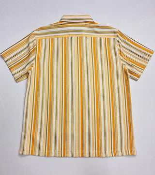 Saints Studio Men's L Striped Camp Collar Short Sleeve Shirt