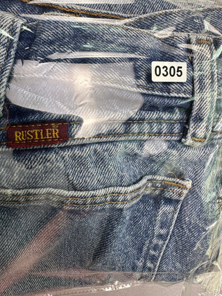Rustler Mens Jeans 34x32 Distressed Faded Blue Denim Vintage
