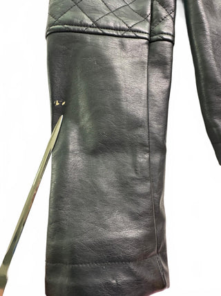 GUESS Black Faux Leather Quilted Moto Jacket Women’s M