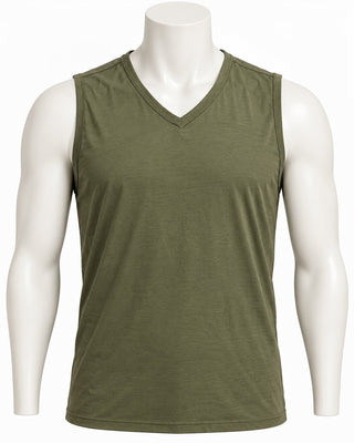 Coofandy Men's Sleeveless V-Neck Tank Top Olive Green Size M