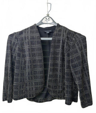 Perceptions New York Black Metallic Plaid Blazer Women M