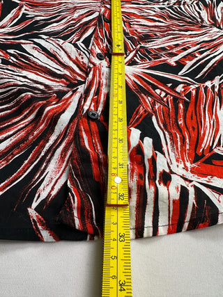 H&M Men's L Red Black Tropical Palm Print Shirt