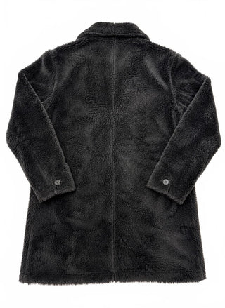 Publish Large Black Faux Fur Plush Coat with Button Closure