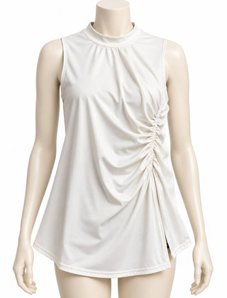Wear & Roam Sleeveless White Dress with Side Ruching Size M
