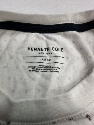 Kenneth Cole New York Large White Polka Dot T-Shirt