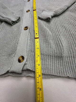 Light Gray Cotton Viscose Nylon Blend Button-Up Cardigan Swe