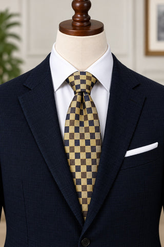 Valerio Garati Handmade Pure Silk Checkerboard Pattern Tie