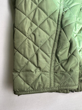 Talbots Olive Green Quilted Jacket Women's Zip Snap Pockets