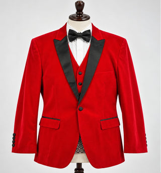 Paisley & Gray Men's Slim Fit Red Velvet Tuxedo Blazer 46 XL
