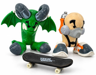 2001 Tech Deck Dudes Green Draco Tag Figures Skateboard