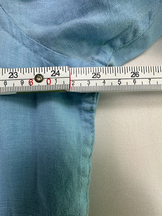 International Male Men's L Blue 100% Linen Mandarin Shirt