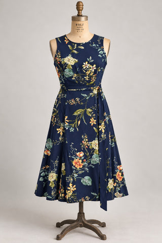 Anne Klein Women's Navy Blue Sleeveless Floral Midi Dress