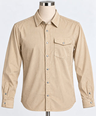 Criquet Men's L Cream Corduroy Pearl Snap Western Shirt