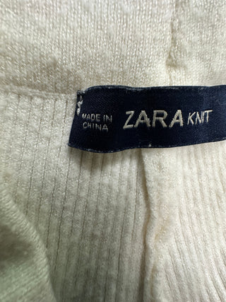Zara Knit Cream Ribbed Wide Leg Pants Women S