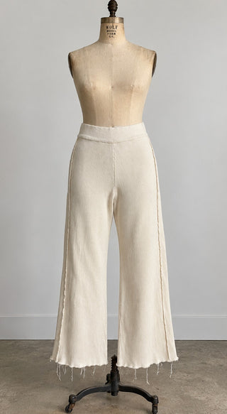 Zara Knit Cream Ribbed Wide Leg Pants Women S