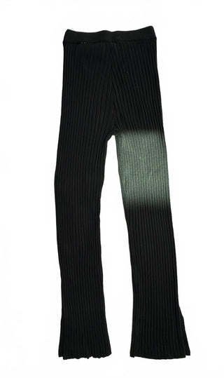 GAP Womens Black Ribbed Knit Flare Pants Size M Split Hem
