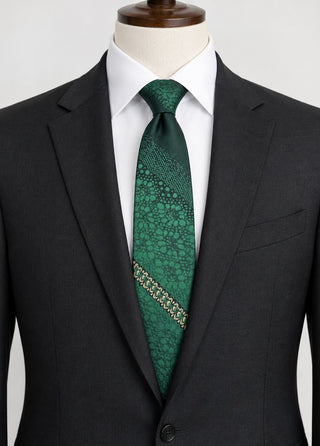 Vintage Green Polyester Necktie Textured Abstract Bubble Pattern Classic 3"
