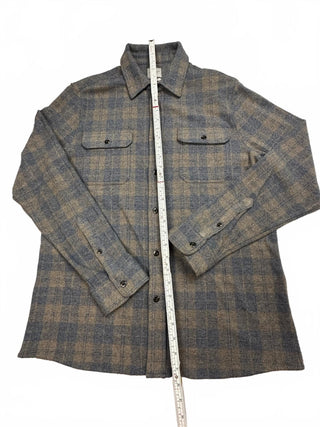 7Diamonds Soft Stretch Medium Blue and Beige Plaid Button-2