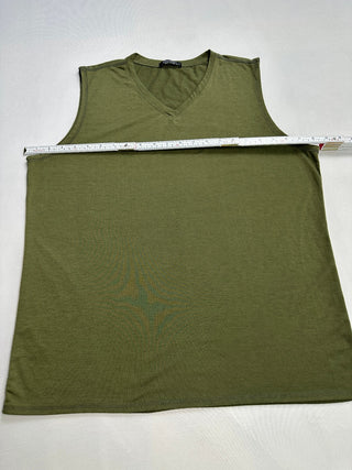 Coofandy Men's Sleeveless V-Neck Tank Top Olive Green Size M