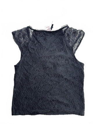 No Boundaries Black Lace Cap Sleeve Top Size L (11-13)
