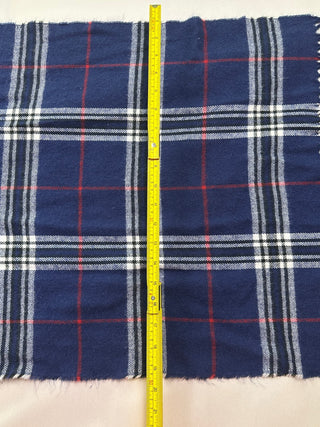Liberty Classic Navy Blue Plaid Scarf with Fringed Ends