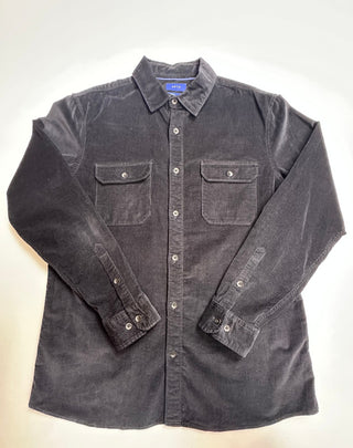 Apt. 9 Men's Slim Fit Black Corduroy Button-Up Shirt Large