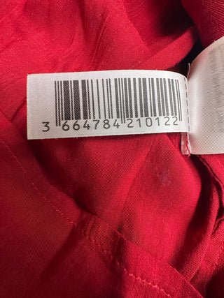 ba&sh Dame Blouse XS Red Print Metallic Ruffle Neck Top