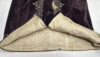 Vintage Purple Velvet Embroidered Full Length Coat Robe