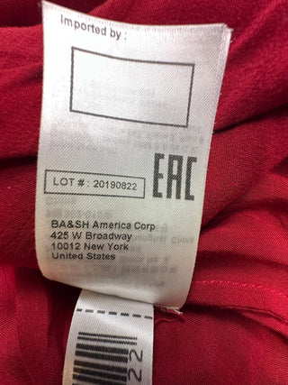 ba&sh Dame Blouse XS Red Print Metallic Ruffle Neck Top