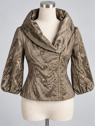 BCBGMAXAZRIA Metallic Bronze Hooded Jacket Women S