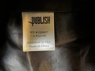 Publish Large Black Faux Fur Plush Coat with Button Closure
