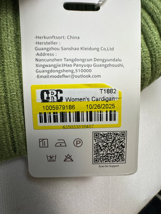 Yesfashion Green Full Zip Mock Neck Cardigan Sweater M NWT