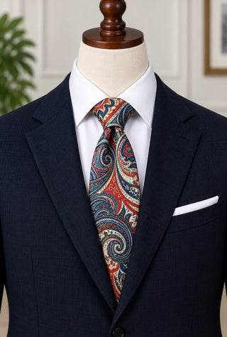 FN Fashion Neckwear Men's 100% Silk Handmade Paisley Pattern Tie