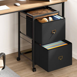 2-Drawer Mobile File Cabinet with Lockable Wheels and Anti-Drop Buckle