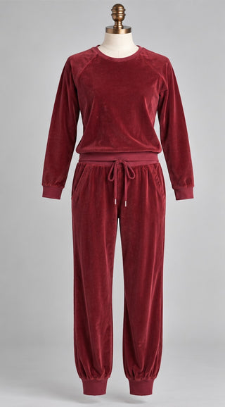 GAP Burgundy Velour 2 Piece Lounge Set Sweatshirt Joggers XS