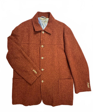Ibiza Men's Textured Brown Wool Blend Button-Up Jacket Coat