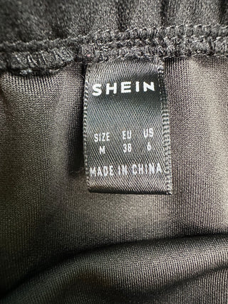 SHEIN Black Mini Skirt with Ruffle Hem, Size M, Polyester