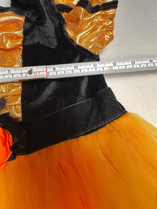 Target Girls Halloween Witch Costume Dress 4-5T Orange Black Tulle Layered Skirt