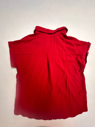 SHEIN Red Short Sleeve Button-Up Shirt Size L US 8/10