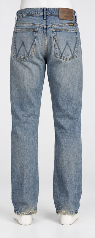 Wrangler Regular Fit Men's Jeans 33x32 Distressed Blue Denim