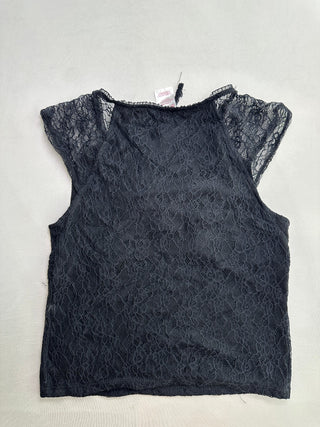 No Boundaries Black Lace Cap Sleeve Top Size L (11-13)