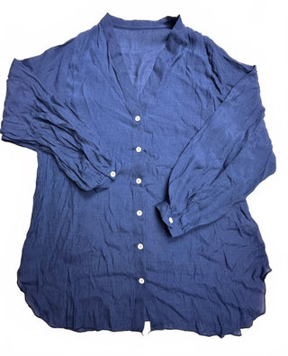 SHEIN Women's M Navy Blue Button Front Blouse