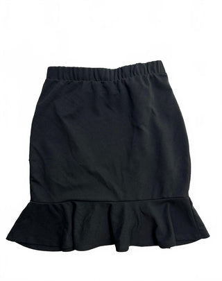 SHEIN Black Mini Skirt with Ruffle Hem, Size M, Polyester